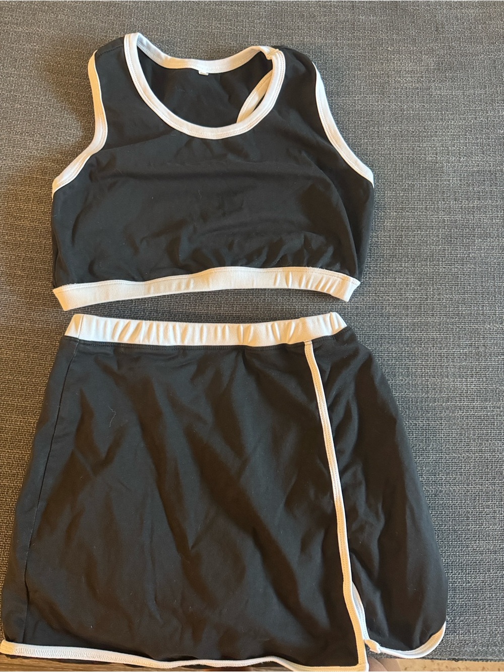 NEVER WORN- Black and White Tennis Crop Top & Skort Set